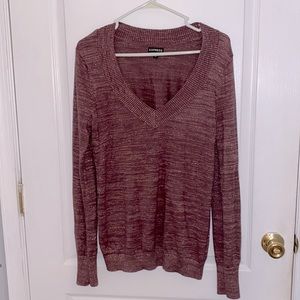 Large like new v neck fitted express sweater rose gold mid 2000’s attire
